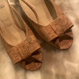 New, in box adorable Stuart Weitzman low wedge cork sandals